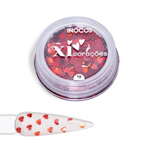 INOCOS -Coleção quem Nunca…Glitters Xi-Coração Vermelho 1g